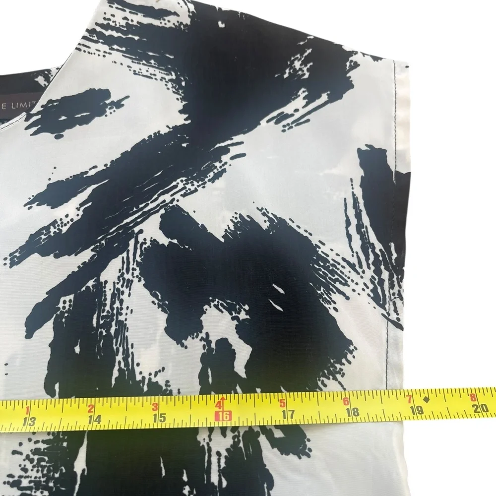 The Limited black cream dress cinch tie waist brush stroke tunic dress XS - Picture 6 of 14